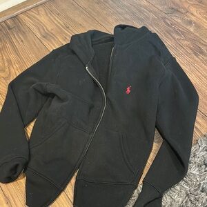 Black Hoodie with Red Logo Ralph Lauren